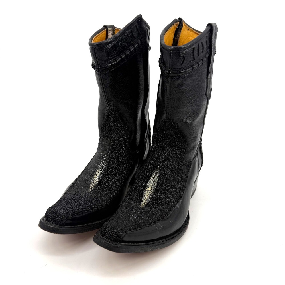 Botas Cold River Mens Mex 25 US 7-7.5 StingrayCowboy Boots Black Exotic Leather